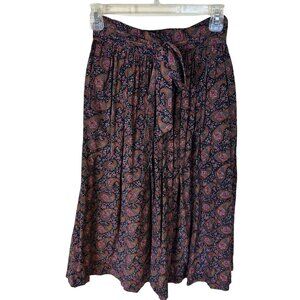 Vintage Abercrombie & Fitch Womens Skirt 1990s Silk Midi Red & Blue Paisley 4 S